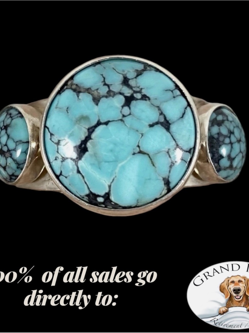Jay King Blue Turquoise Three-Stone Silver Ring Sz 9